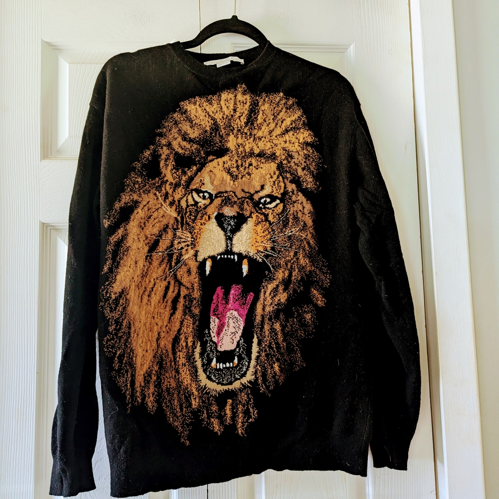 Stella McCartney Black Sweater with Lion Graphic